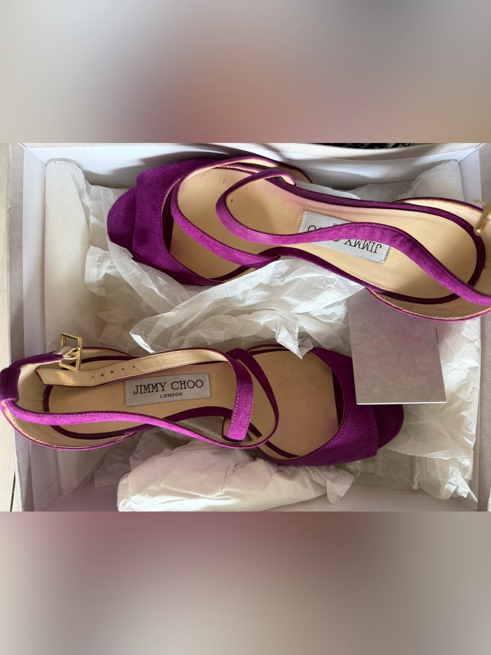 Jimmy Choo Purple Suede Strappy Open-Toe Heels